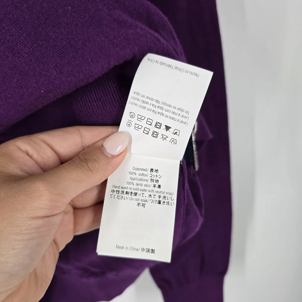 Carolina Herrera NEW Men's Purple Zip Up Sweater Elbow Patches Size S - Picture 8 of 12